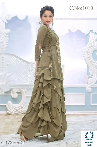 Trendy Drishya Crop Top Kurti Semi Stitched Full Set Lahenga| - 34